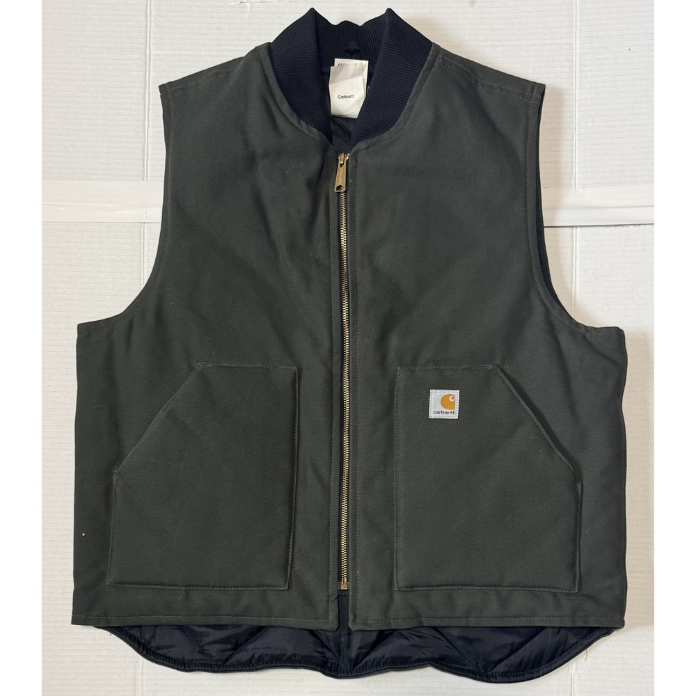 CARHARTT V02 DGR - Men's Vest - Arctic Quilt Lined Green Duck Canvas - Large